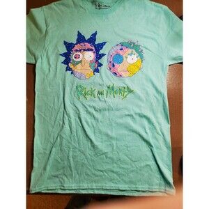 Rick And Morty Composite Heads Teal T-Shirt (Size M Medium) Cartoon Network